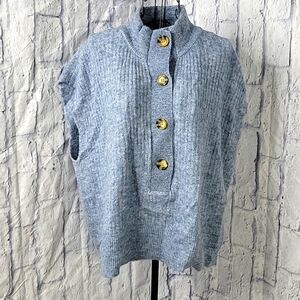 FRANSA Blue‎ Furry Knitted Waistcoat Sweater Size Large